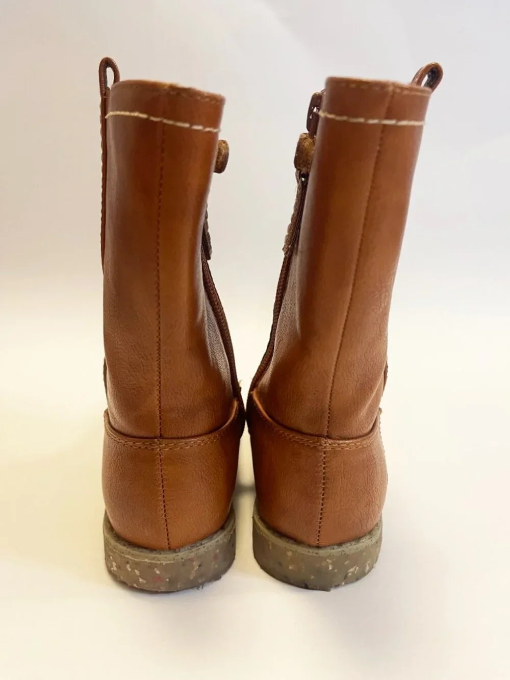 Cat & Jack Toddler Girls Brown Riding Boots Size 8 Side Zip Floral Lining